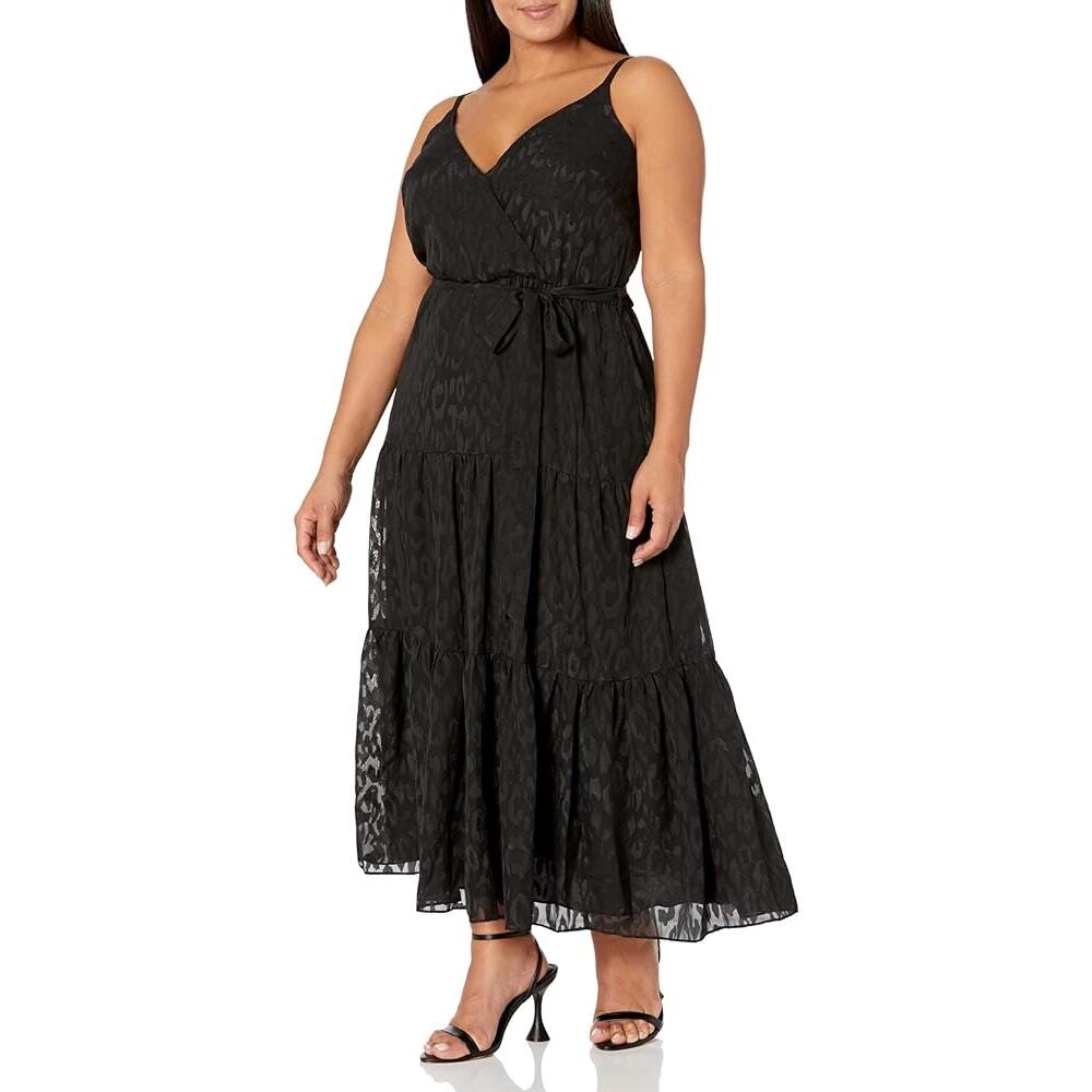 NWT City Chic Maxi Trixie Black Leopard Print Faux Wrap Dress Size XL - Picture 3 of 9